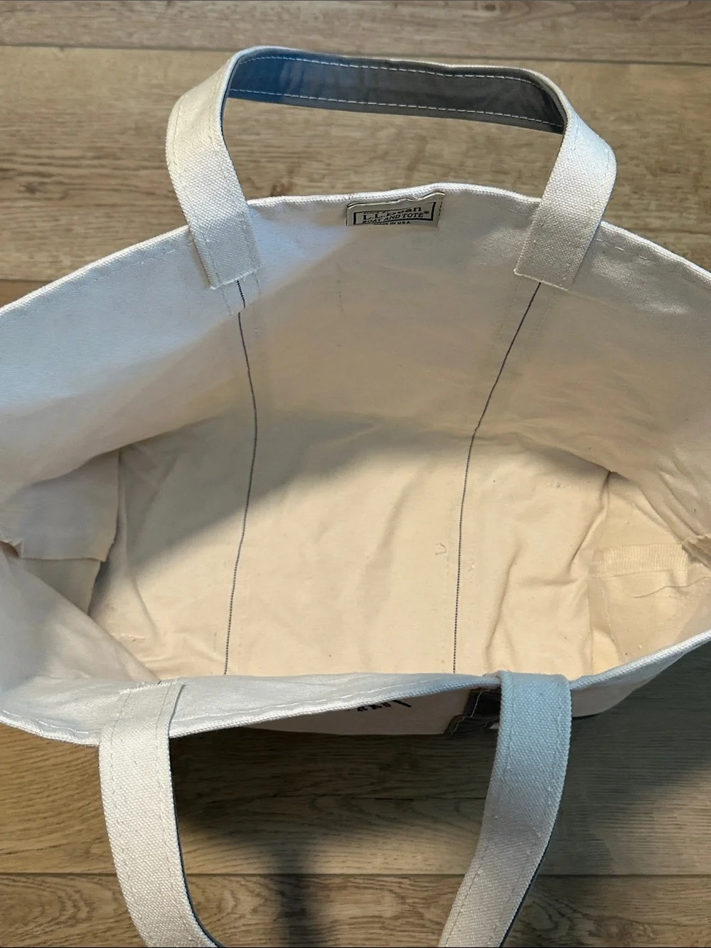 L.L.Bean Boat and Tote Large Canvas Tote Bag Gray Trim Hell’s Bay Boatworks USA - Picture 7 of 7